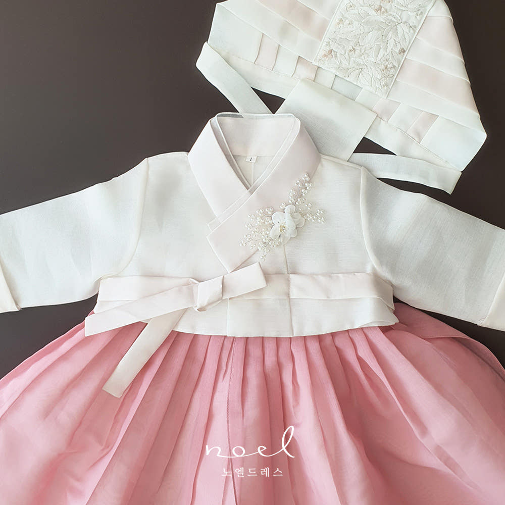 Ha-Ni Classic Hanbok in White/Pink - (100 Days to 8 Years)