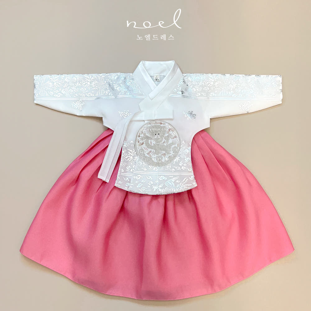 Hye-bin Hanbok in White Floral/Pink