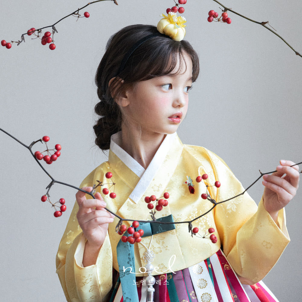Hye-Yeon Classic Hanbok in Yellow/Multi - (100 Days to 8 Years)