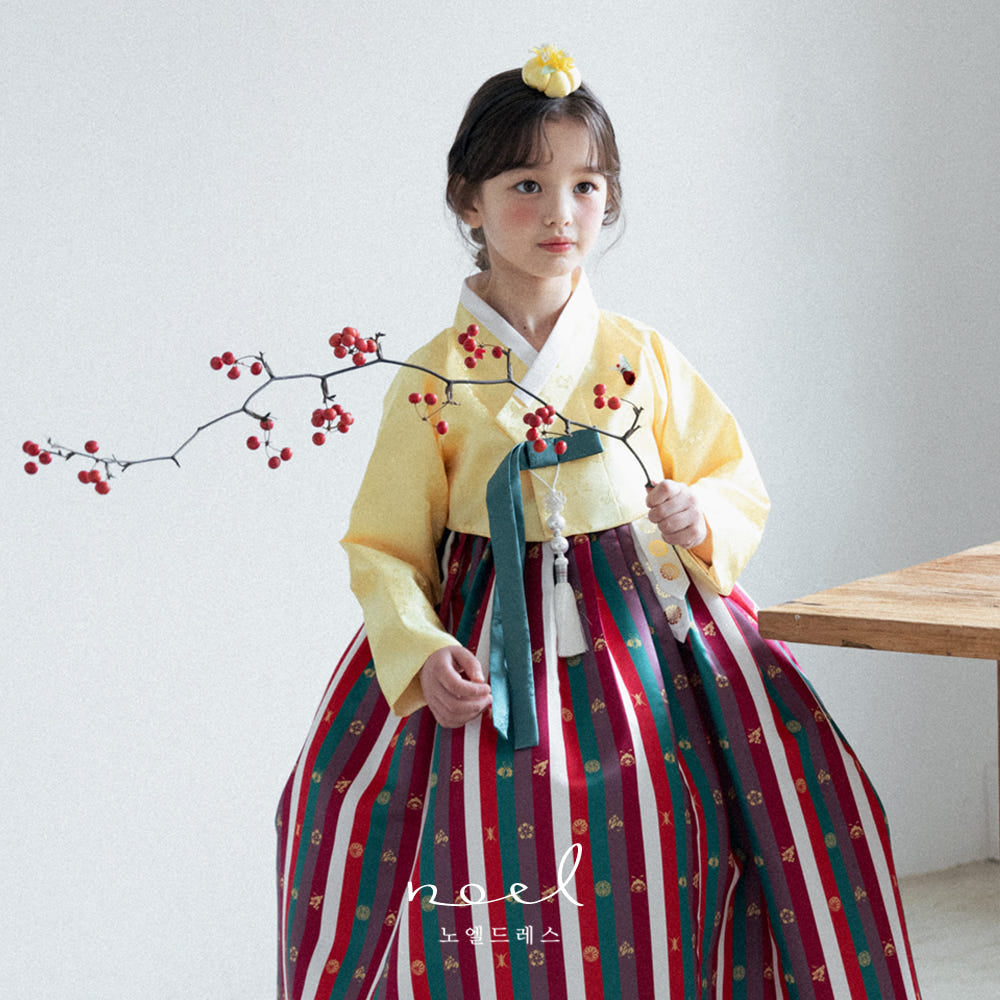 Hye-Yeon Classic Hanbok in Yellow/Multi - (100 Days to 8 Years)