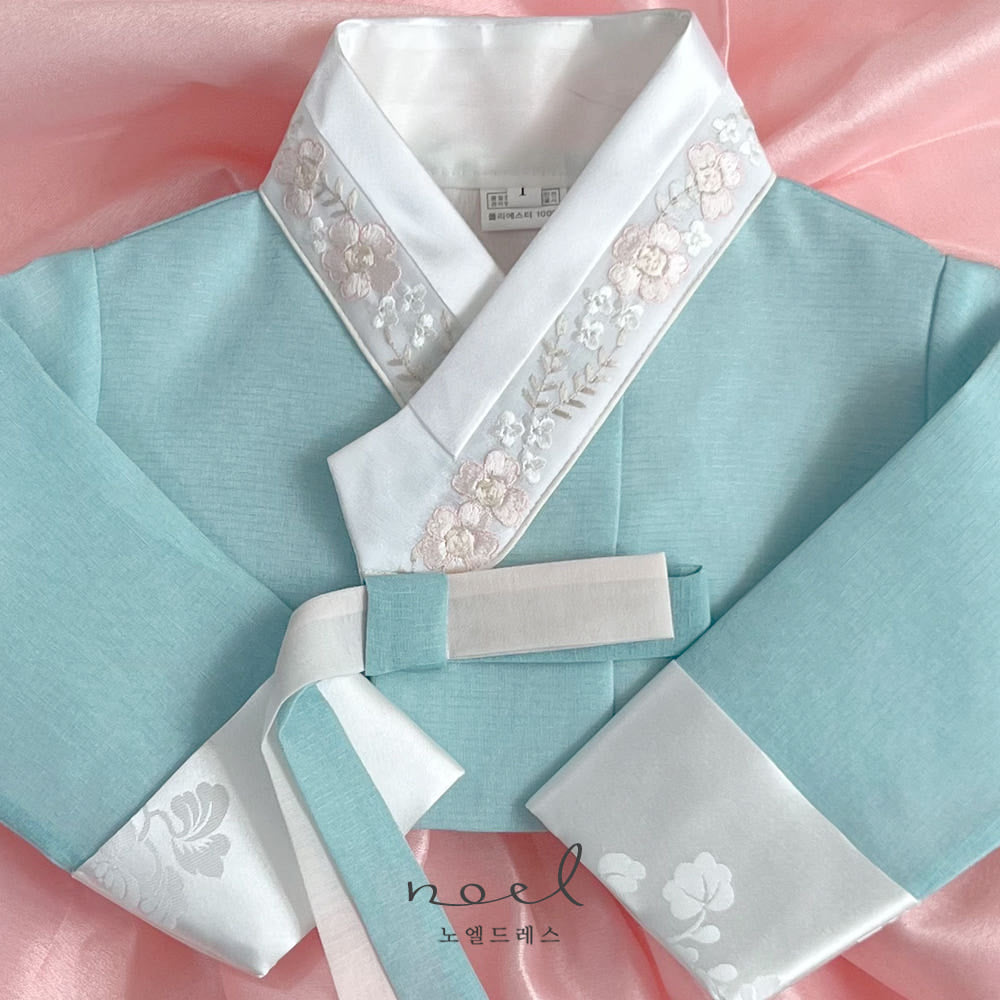 Kyung-Eun Classic Hanbok in Sky Blue/Pink - (100 Days to 10 Years)