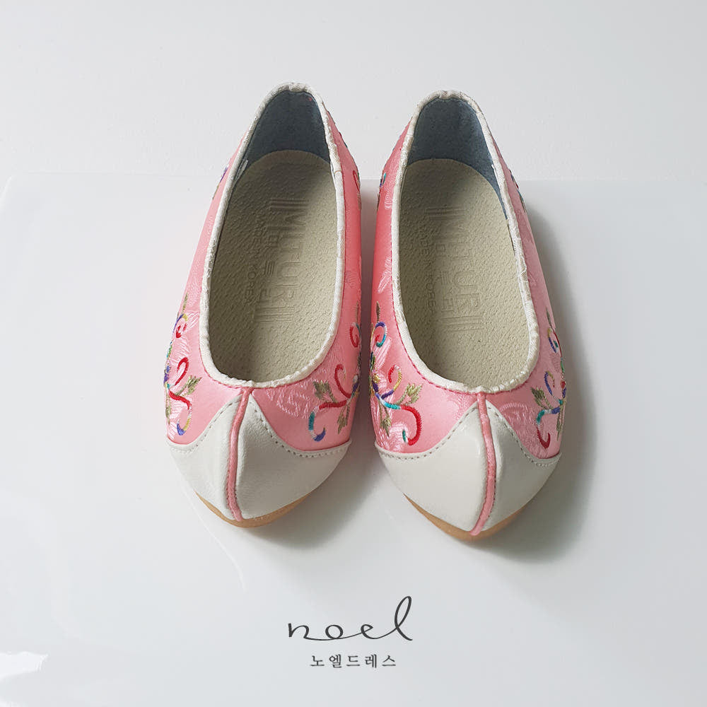 Pink and White Floral Hanbok Shoes
