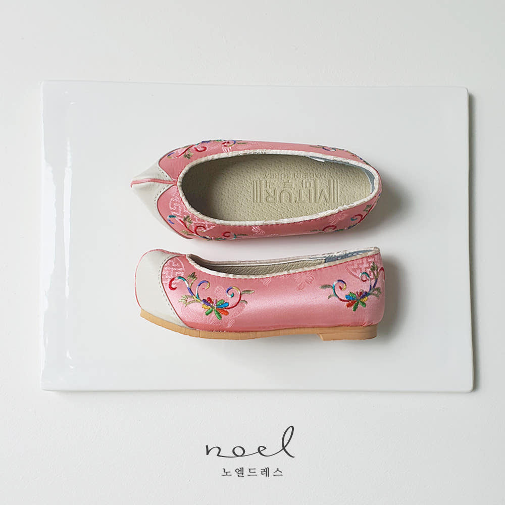 Pink and White Floral Hanbok Shoes