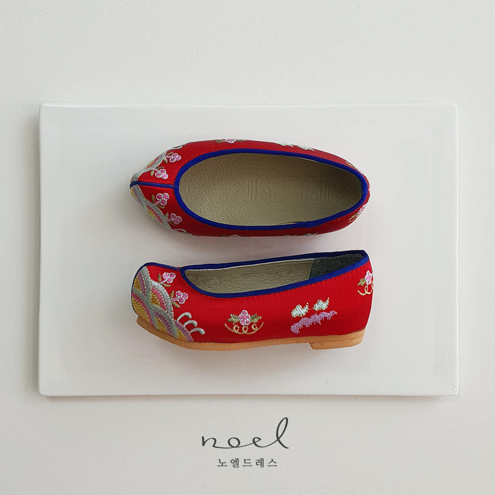 Red Floral Hanbok Shoes