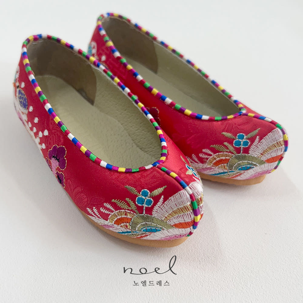 Red Multi Floral Hanbok Shoes