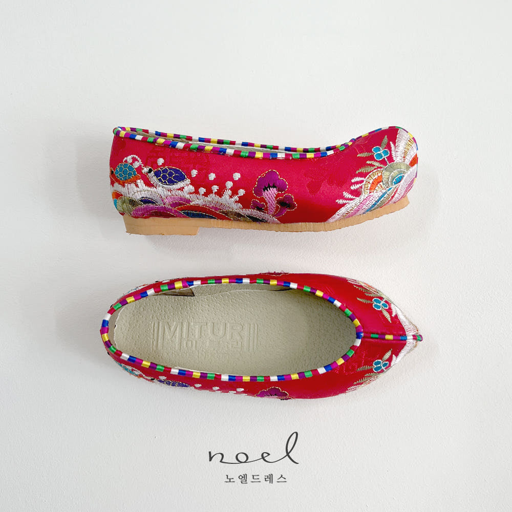 Red Multi Floral Hanbok Shoes