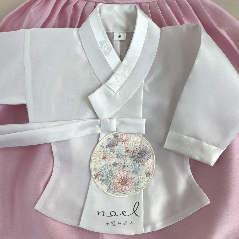 Se-Jin Dangui Hanbok in White/Pink - (100 Days to 1 Year)
