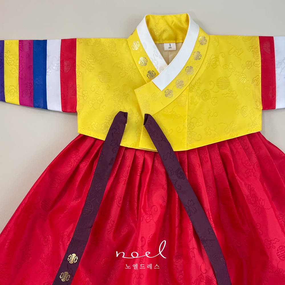 So-Jung Classic Hanbok in Yellow Multi/Red - (100 Days to 1 Year)
