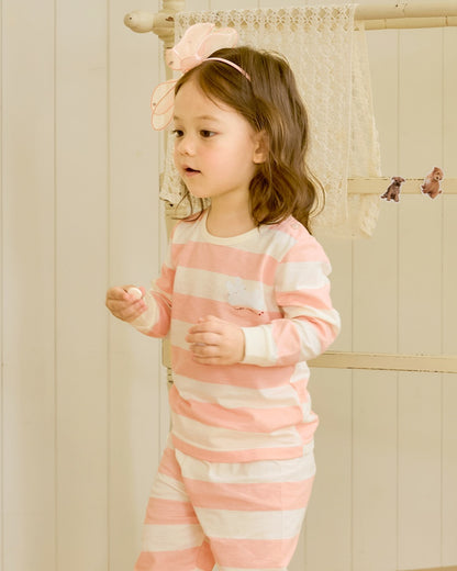 100% Cotton Pajama Set - Bunny Stripes
