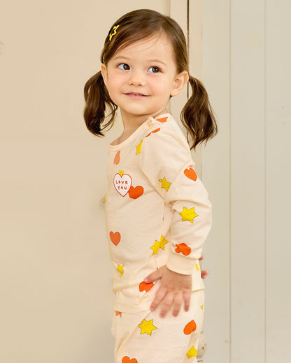 100% Cotton Pajama Set - Hearts and Stars