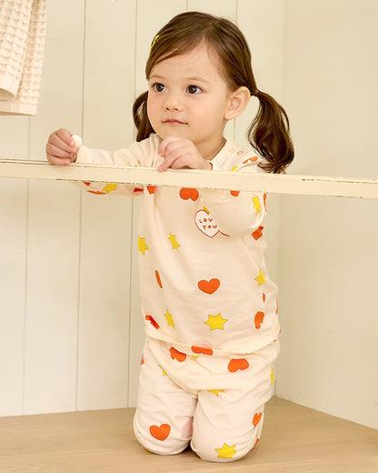 100% Cotton Pajama Set - Hearts and Stars