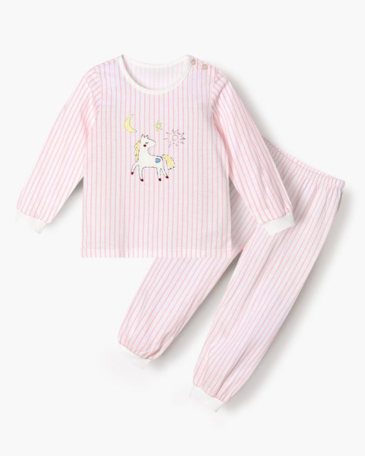 100% Cotton Pajama Set - Pony Stripes