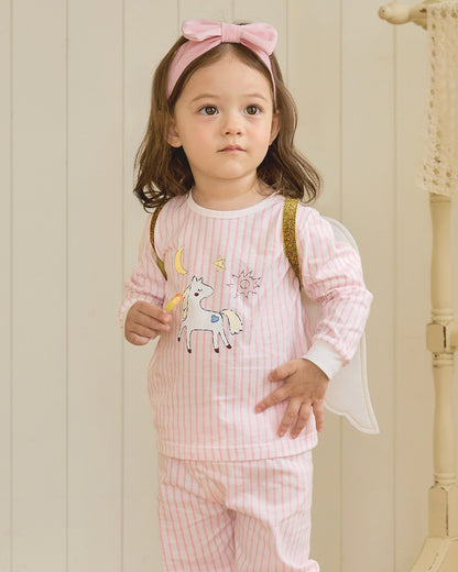 100% Cotton Pajama Set - Pony Stripes