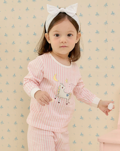 100% Cotton Pajama Set - Pony Stripes