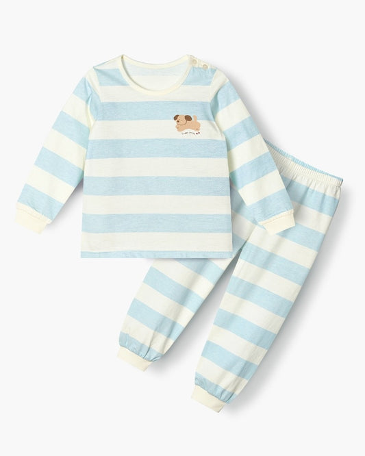 100% Cotton Pajama Set - Puppy Stripes