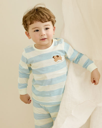 100% Cotton Pajama Set - Puppy Stripes