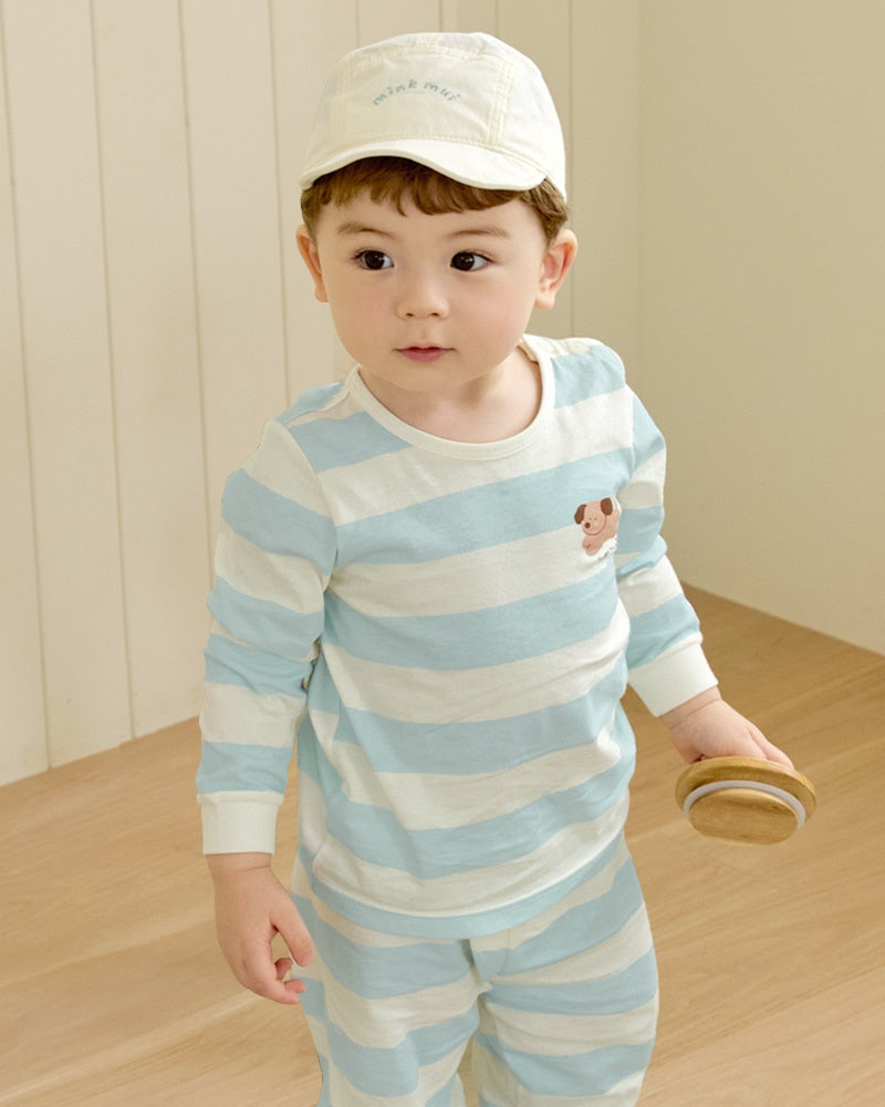 100% Cotton Pajama Set - Puppy Stripes