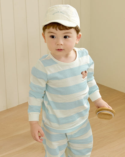 100% Cotton Pajama Set - Puppy Stripes
