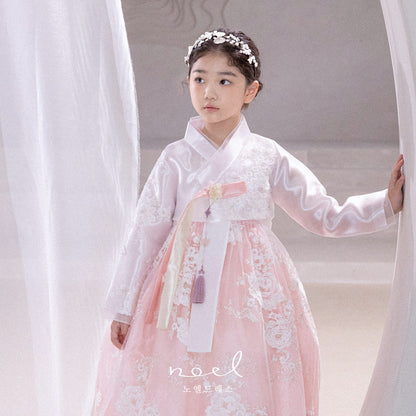 Ah-jin Lace Hanbok in White/Pink - (1 Year - 11 Years)