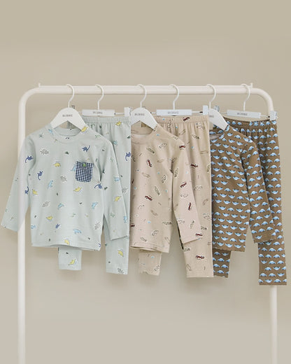 Cotton-Spandex Pajama Set - Brown Cars