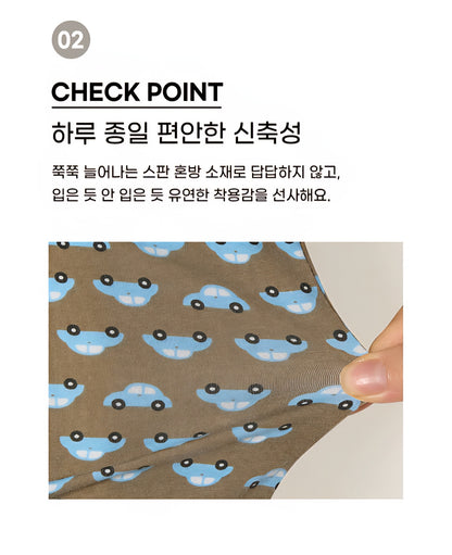 Cotton-Spandex Pajama Set - Brown Cars