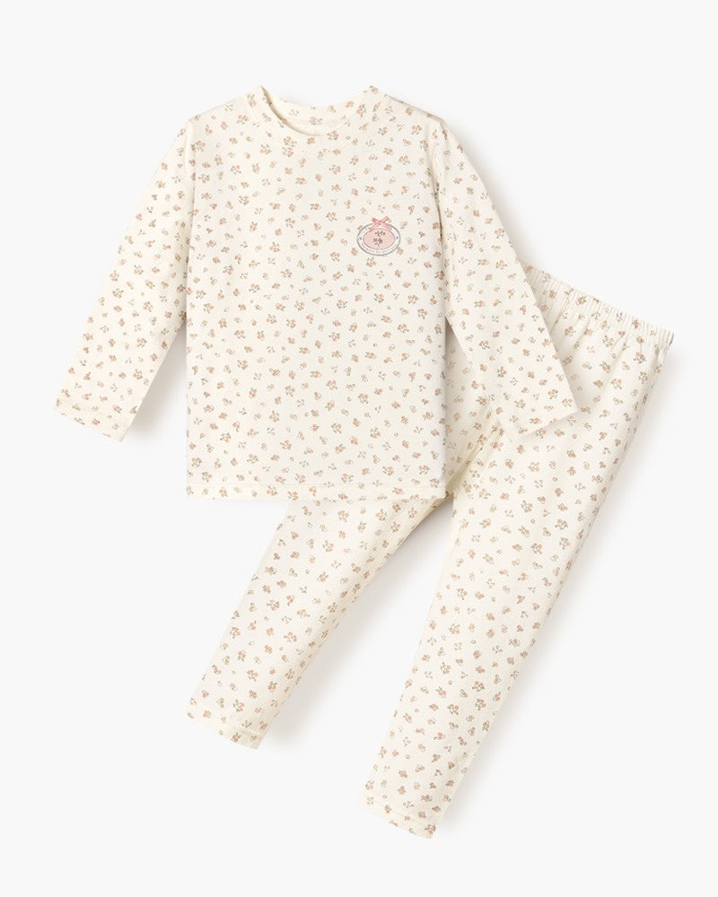 Cotton-Spandex Pajama Set - Cream Floral