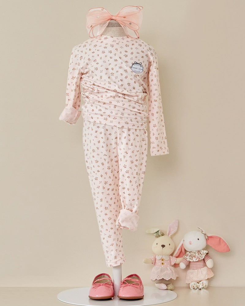 Cotton-Spandex Pajama Set - Pink Floral