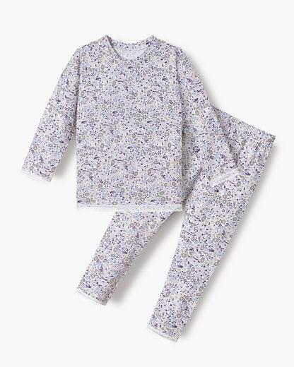 Cotton-Spandex Pajama Set - Purple Floral
