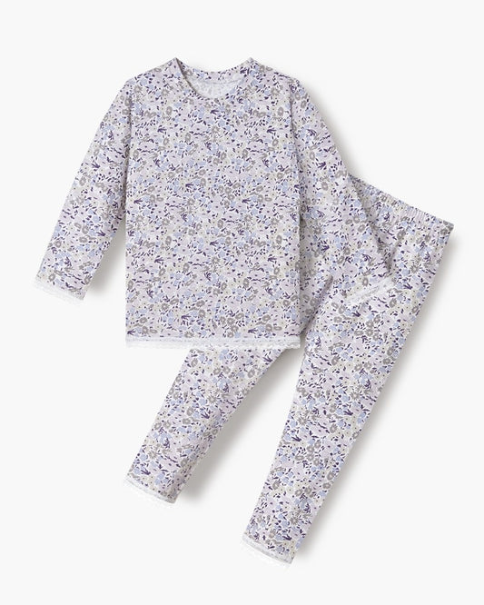 Cotton-Spandex Pajama Set - Purple Floral