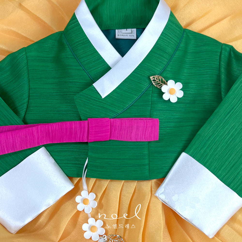 Ga-Young Classic Hanbok in Green/Yellow - (100 Days to 10 Year)