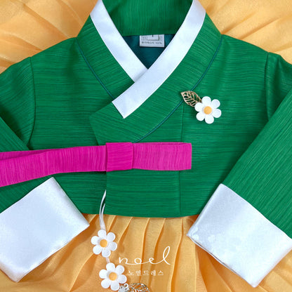 Ga-Young Classic Hanbok in Green/Yellow - (100 Days to 10 Year)