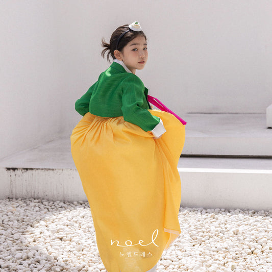 Ga-Young Classic Hanbok in Green/Yellow - (100 Days to 10 Year)