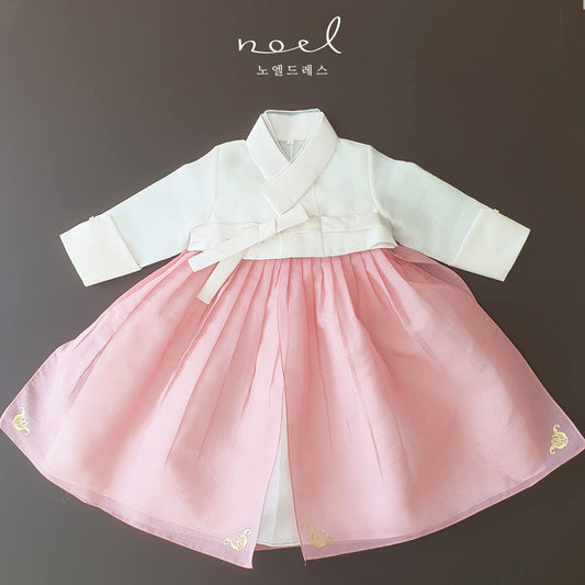 Ha-Ni Classic Hanbok in White/Pink - (100 Days to 8 Years)