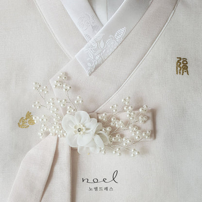 Ha-Yeon Dangui Hanbok in White/Blue - (100 Days to 8 Years)
