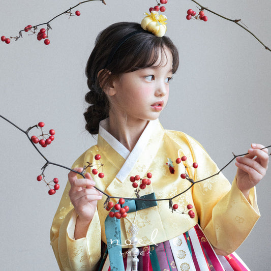 Hye-Yeon Classic Hanbok in Yellow/Multi - (100 Days to 8 Years)