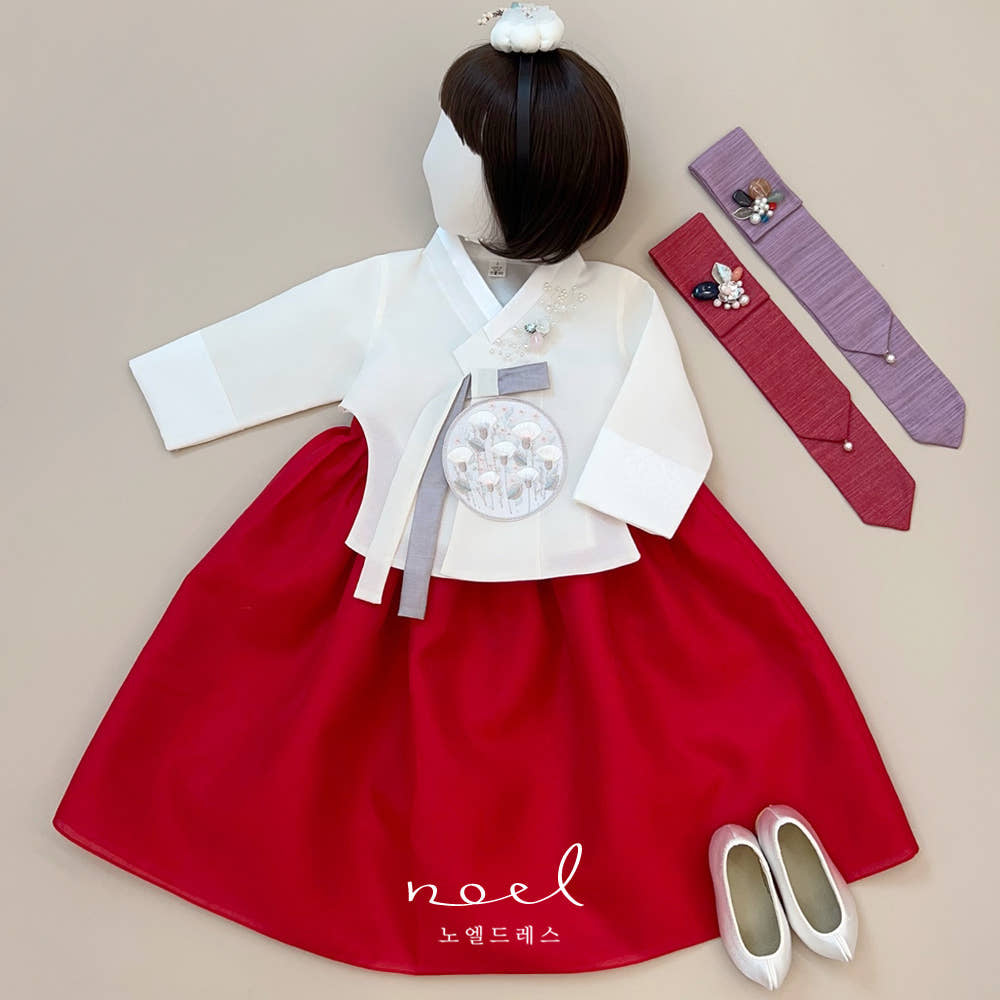 Hyo-shin Hanbok in White/Red - (1 Year - 8 Years)