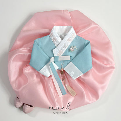 Kyung-Eun Classic Hanbok in Sky Blue/Pink - (100 Days to 10 Years)