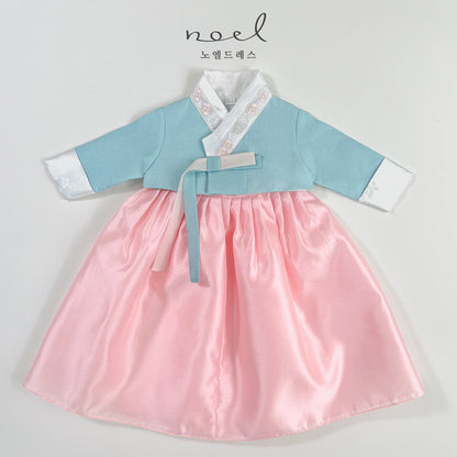 Kyung-Eun Classic Hanbok in Sky Blue/Pink - (100 Days to 10 Years)