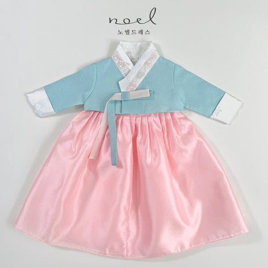 Kyung-Eun Classic Hanbok in Sky Blue/Pink - (100 Days to 10 Years)