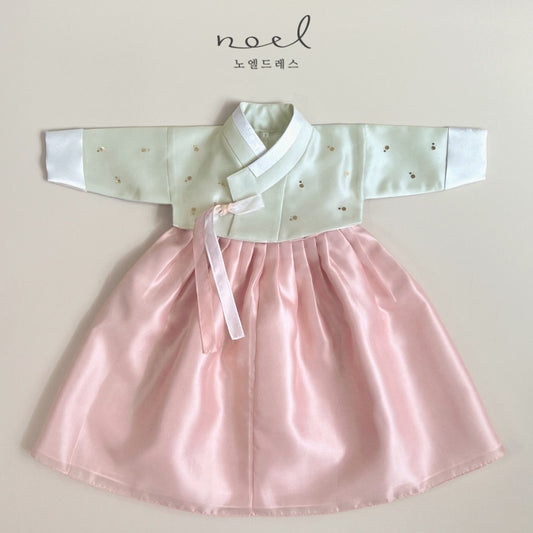 Mi-Ra Classic Hanbok in Light Green/Pink - (100 Days to 10 Years)