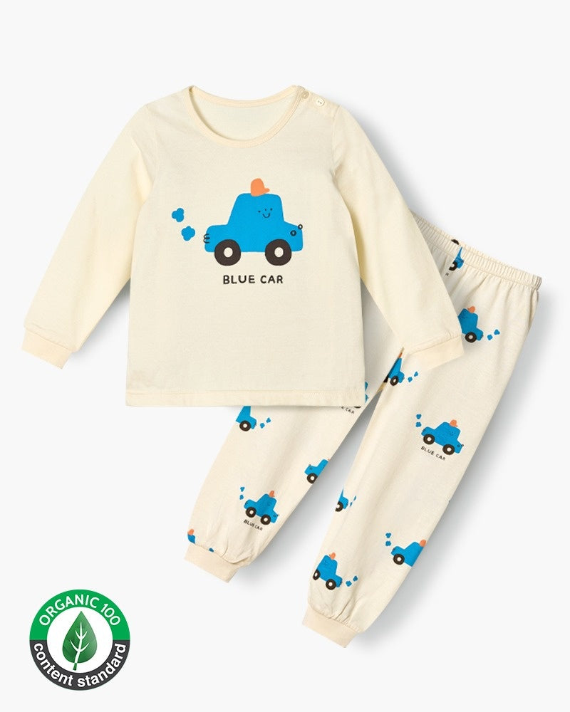 Organic Cotton Pajama Set - Blue Car