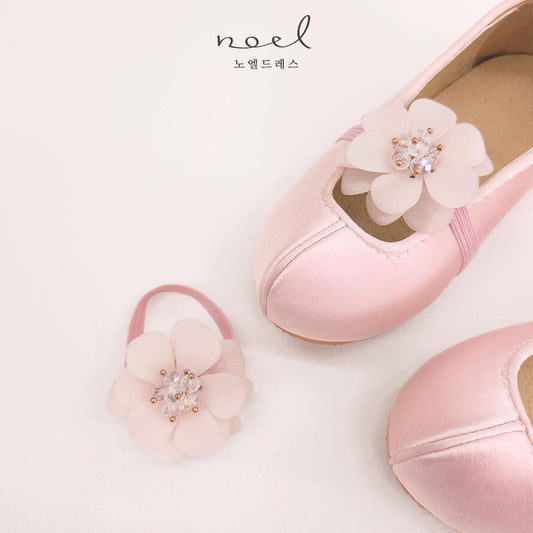 Pink Beaded Flower Shoe Bands