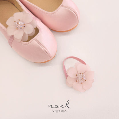 Pink Beaded Flower Shoe Bands