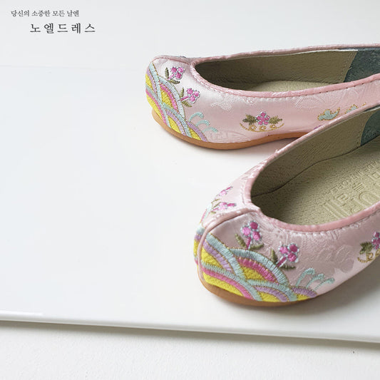 Pink Floral Hanbok Shoes