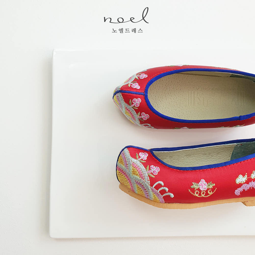 Red Floral Hanbok Shoes