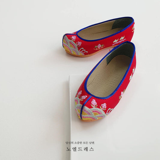 Red Floral Hanbok Shoes