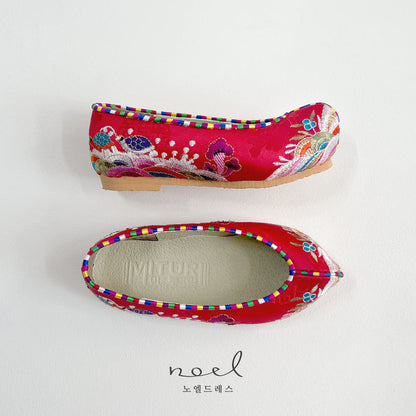 Red Multi Floral Hanbok Shoes