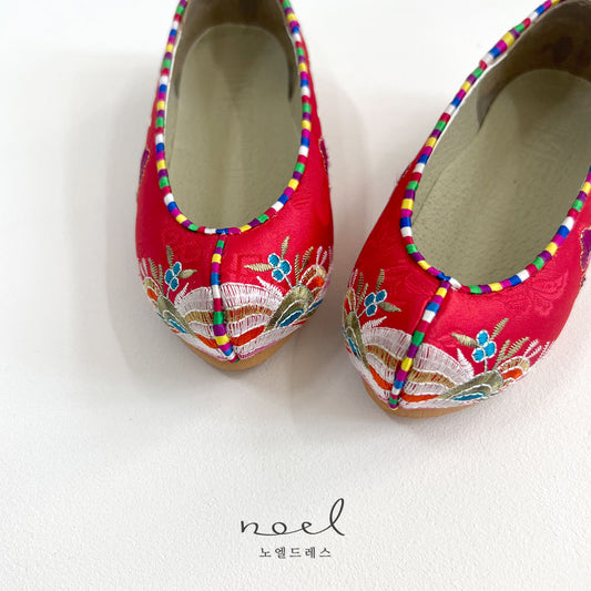 Red Multi Floral Hanbok Shoes