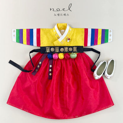 So-Jung Classic Hanbok in Yellow Multi/Red - (100 Days to 1 Year)