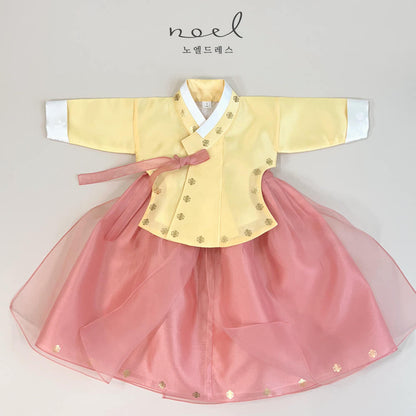 Su-A Dangui Hanbok in Yellow/Blush Pink - (100 Days to 10 Years)
